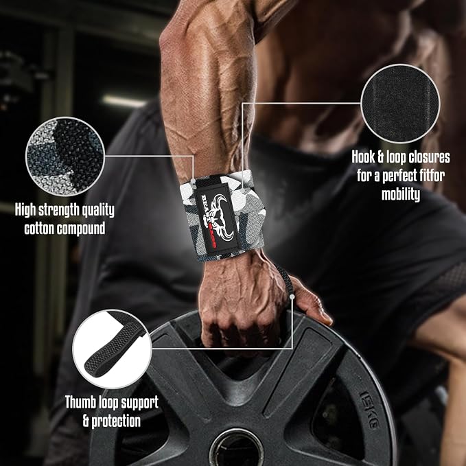 Wrist Wraps for Weightlifting - Adjustable Lifting Straps With Thumb Loop for Enhanced Gym Support, Powerlifting, Bodybuilding and Workout