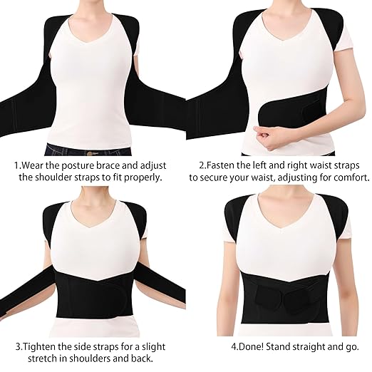Back Brace Posture Corrector for Women and Men Full Support for Posture Correction & Scoliosis Hunchback Corrector de Postura para Hombre y Mujer Upper Thoracic Back Straightener Black, XXX-Large