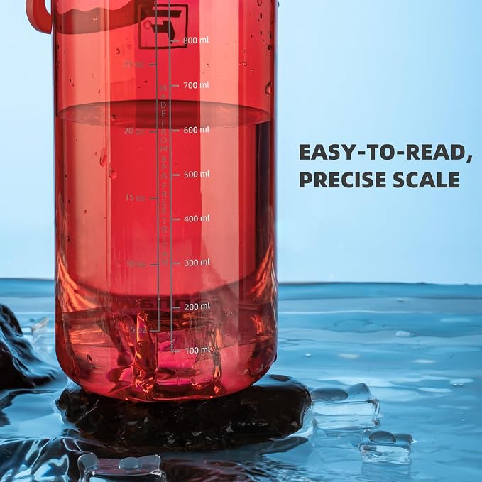 Fanhaw 32 oz Clear BPA-Free Tritan Water Bottle with Fast-Flow Spout Lid, BPA-Free & Leak-Proof Wide-Mouth Reusable Bottle for Gym, School & Office, Back to School Essentials (Red)