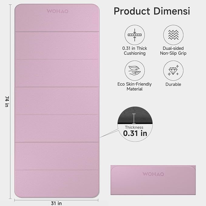 7-Fold Yoga Mat 74"x31" | 0.31 Inch Thick, Extra Wide Non-Slip POE Mat, For Travel, Storage, Yoga, Pilates, Meditation & Home Gym