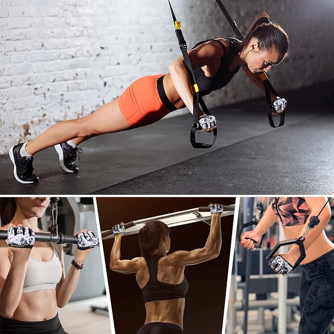 Minimal Workout Gloves for Women Men, Micro Fingerless Gym Gloves Grip Pads | Work Out Gloves for Kettlebells, Weight Lifting, Exercise, Pull Up, ,Cross Training, Silicone Grip Lifting Half Finger Gloves