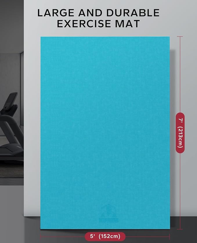 HAPBEAR Large Exercise Mat-6'x4'/7'x5'/6'x8'/6'x9'/6'x10'/6'x12'x 1/3"(8mm) | Non-Slip, Ultra Durable, Thick Workout Mat for Home Gym Flooring, Cardio, Yoga & Fitness; High-Density, Shoes-Friendly