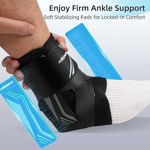 2 Pack Ankle Brace for Women & Men, Lace-Up Support with Side Stabilizers | Adjustable fit, Sprained ankle support, Achilles tendon support, Basketball, volleyball, running, tennis
