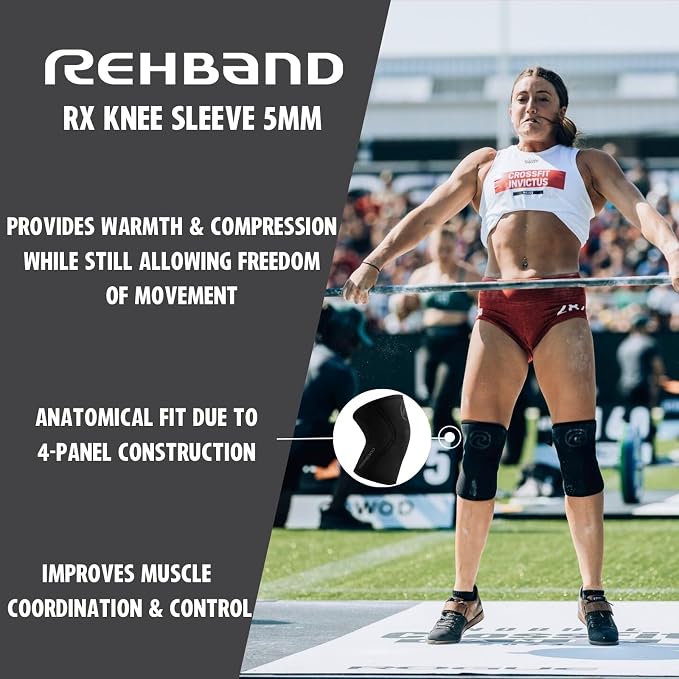 Rehband 5mm Knee Sleeves for Functional Training, Cross-Training & Powerlifting, Weightlifting Knee Support made of Neoprene, Unisex, Colour:Carbon/Black - 1 Piece, Size:X-Large