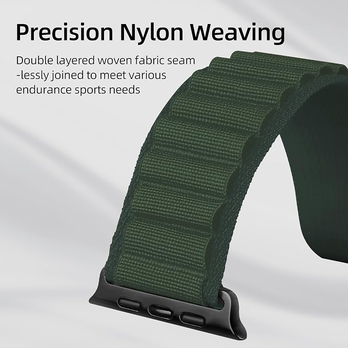 Alpine Nylon Sport Bands Compatible with Apple Watch Ultra Band 49mm 46mm 45mm 44mm 42mm Men Women, Stretch Loop Strap with D-Hook for iWatch Series 10 Ultra SE 9 8 7 6 5 4 3 2 1 (B-Dark Green, 49mm/46mm/45mm/44mm/42mm(Series 3))