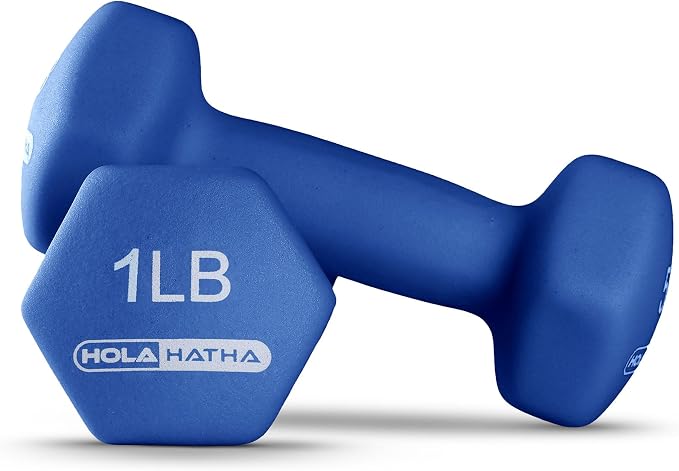 HolaHatha 1, 2 and 3 lb Neoprene Dumbbell Strength Training Weight Set with Rack