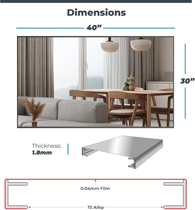 Unbreakable Glassless Gym Mirror Ultra Light Shatterproof Wall Mounted Large Mirror for Gym Dance Studio and Bedroom, 0.04mm Nano Film, 30" x 40" Chrome