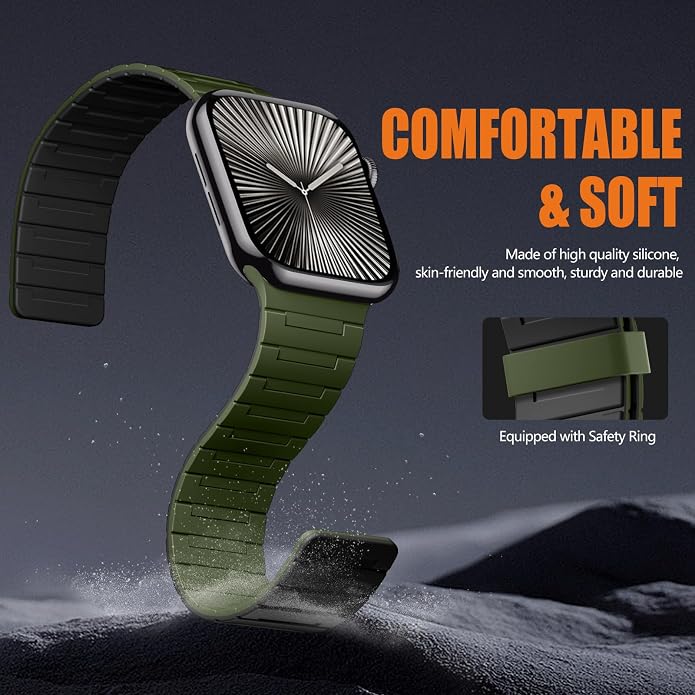 SNBLK Magnetic Watchband Compatible with Apple Watch for Men 44mm 45mm 46mm 49mm 42mm 41mm 40mm 38mm Women, Silicone Sport Strong Magnet Strap for iWatch Series 11 Ultra 3 Ultra 2 Se 10 9 8 7 6 5 4 1