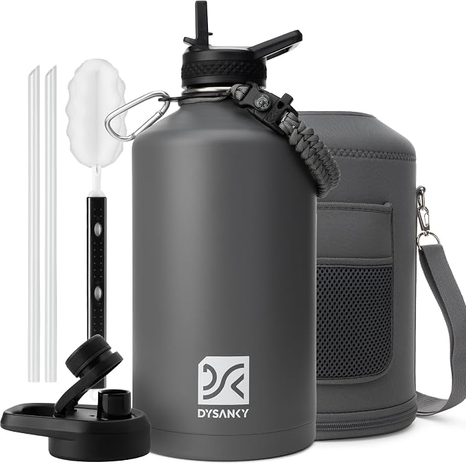 DYSANKY Gallon Insulated Water Bottle with Portable Carrier Bag for Outdoor