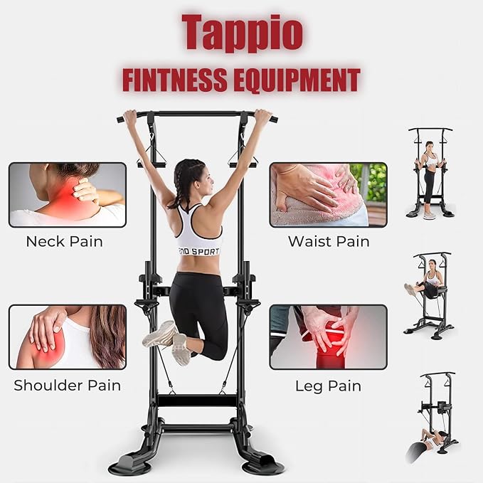 Tappio Power Tower Pull Up Bar for Home Gym, Multi Functional Pull Up Bar Stand Dip Bar Station, Adjustable Height Workout Dip Station Strength Training Fitness Equipment