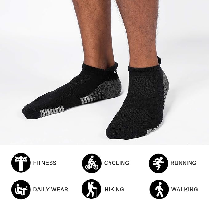 Lapulas Athletic Running Ankle Socks, Low Cut Cushioned Anti-Blister Tab Sports Socks Men Women 6Pairs