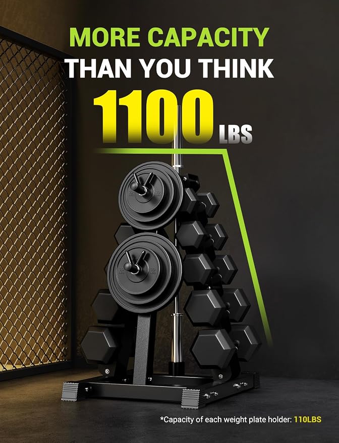 YOLEO Dumbbell Rack Stand Only, 1100LBS Heavy Duty Weight Rack for Home Gym, Adjustable 3-Tier Weight Storage Rack for Dumbbells, Barbells, Kettlebells & Weight Plates, Compact Workout Equipment Organizer