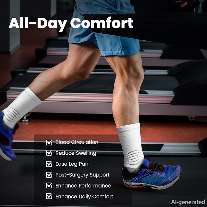 IRAMY Crew Compression Socks for Women Men with Ankle Arch Support Plantar Fasciitis Relief 3/6 Pairs