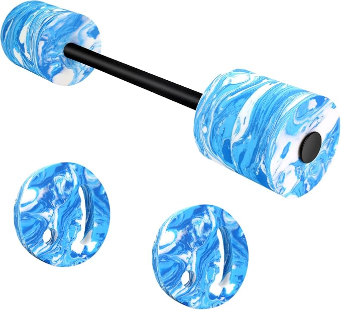 29.3’’Aquatic Exercise Equipment Swim Barbell High Density EVA Foam Pool Swim Dumbbell with Water Exercise Discs Aquatic Fitness Equipment for Adults