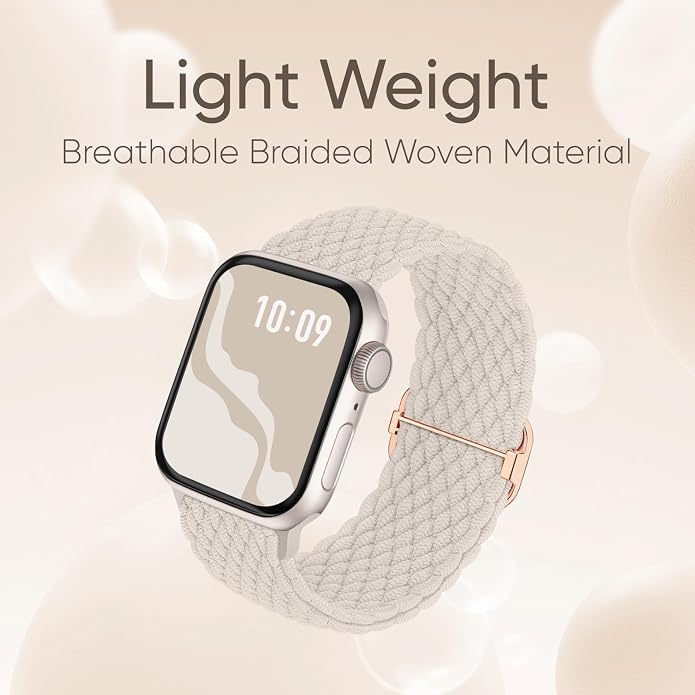 4 Pack Braided Stretchy Bands Compatible with Apple Watch 40mm 41mm 38mm 42mm 44mm 45mm 46mm 49mm Women Men, Breathable Nylon Elastic Daily Use Straps for iWatch Series 11/10 9 8 7 6 5 4 3 SE/Ultra 2