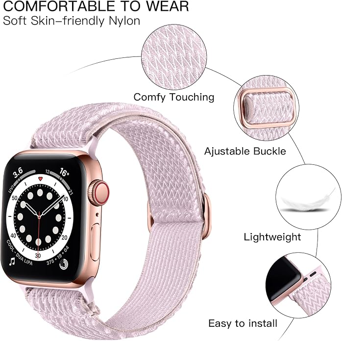 Lerobo Stretchy Nylon Solo Loop Band, Compatible with Apple Watch Series 11 10 9 8 7 6 5 4 3 SE3/2/1 Ultra3/2/1, Adjustable Strap for iwatch Band 44mm 45mm 46mm 49mm 42mm 40mm 41mm 38mm for Women Men