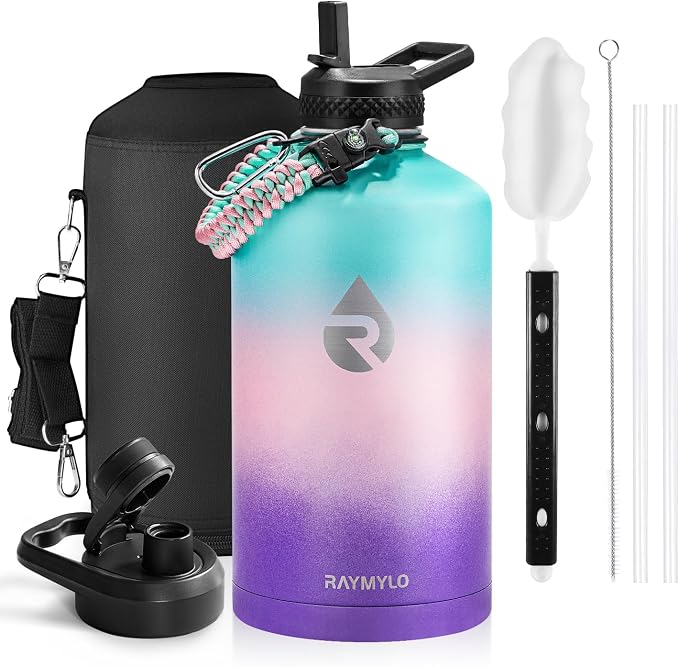 RAYMYLO One Gallon Water Bottle Insulated, Triple Walled Vacuum Stainless Steel