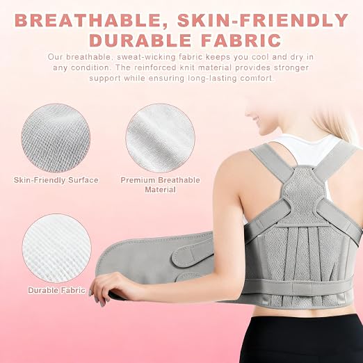 Back Brace Posture Corrector for Women and Men, Adjustable Shoulder Straightener Full Lumbar Support Belt, Upper and Lower Back Pain Relief, Scoliosis Hunchback Hump Thoracic Spine Corrector (Gray S)