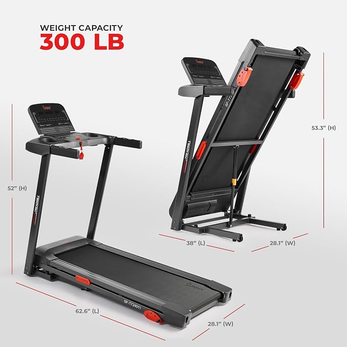 Sunny Health & Fitness Smart Manual Incline Wi-Fi Treadmill, Foldable | 2HP, 9 MPH, 3 Manual Incline Levels up to 5%, WiFi Connectivity, 16" x 50" Running Belt, 20 Workout Programs