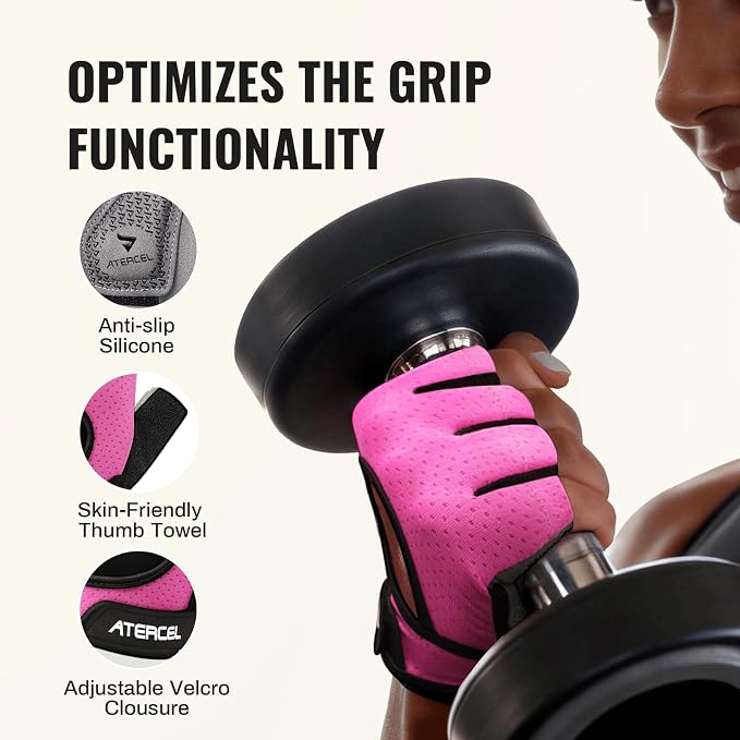 ATERCEL Gym Gloves for Women, Workout Gloves for Gym Weightlifting Exercise | Full Palm Protection | Breathable & Lightweight | For Men & Women | Cycling & Climbing Ready