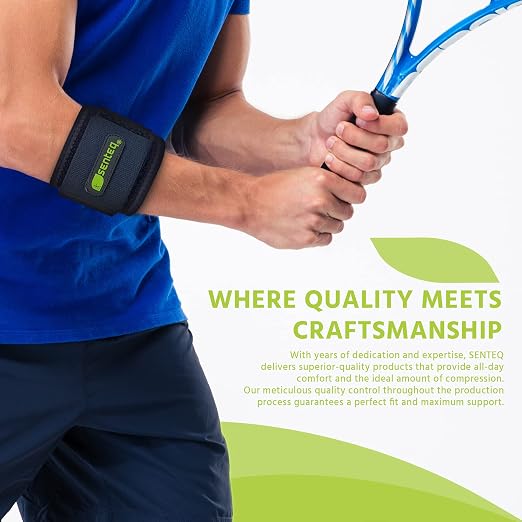 Tennis Elbow Brace: Arm Band for Tennis Elbow, Golfer Elbow and Forearm Support, Neoprene Wraps and Strap, Braces for Men and Women (Blue)