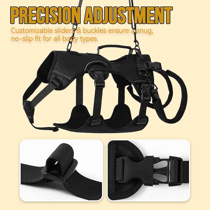NOYAL Adjustable Dog Lift Harness with Padded Handle, Reflective Full Body Support Vest for Senior Disabled Pets, Breathable Air Mesh, Detachable Hind Leg Lifting Straps