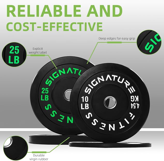 Fitvids 2-Inch Olympic Rubber Weight Plates Sets, Bumper Plates Set for Strength Training, 50-370 Lbs Multiple Options