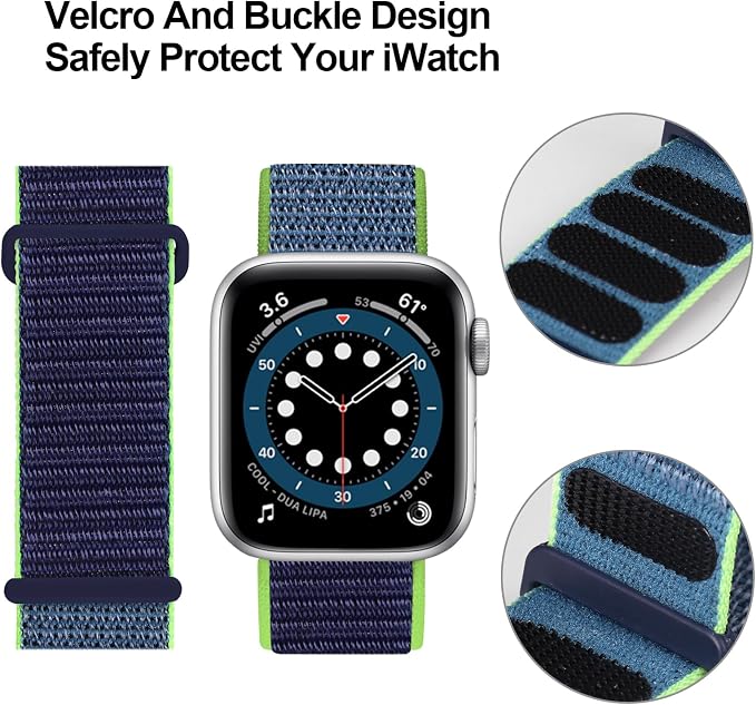 Sport Loop Nylon Band Compatible with Apple Watch Band 38mm 40mm 41mm 42mm 44mm 45mm 49mm Ultra 2 iWatch Series 9 8 7 6 SE 5 4 3 2 1 Strap, Fit for iPhone Watch Band Women Men Stretchy | Nylon Sport Loop Wristband Compatible with Apple Watch Ultra 2 38...