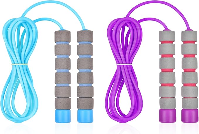 Flintronic Skipping Ropes for Children, 2 Pack Adjustable Jumping Rope for Kids, 2.6m Skipping Rope with Skin-Friendly Foam Handles, Soft Jump Rope for Girls Boys Exercise Workout Outdoor