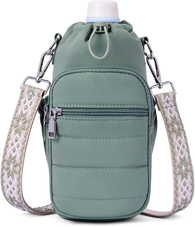 Water Bottle Bag 40 oz Crossbody Holder for Walking Hiking Insulated Carrier Purse with Adjustable Strap