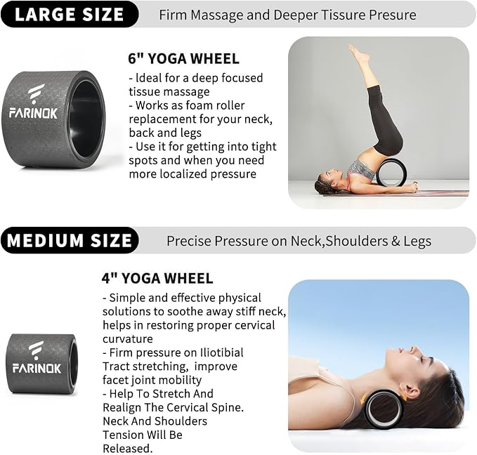 Yoga Wheel for Back Pain Relief, Back Roller Wheel with Extra Cushion | Wider & Thickest Foam, Stretches and Strengthens Core Muscles