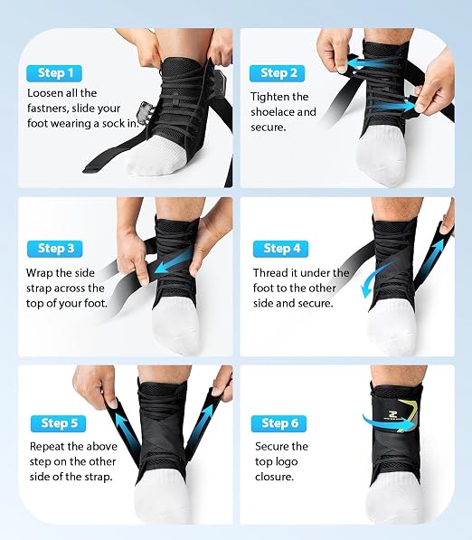 ZOELION Ankle Brace for Men Women with Self-Adjusting Side Pads, [Slim Fit & Flex Support] Ankle Stabilizer Support, Quick Hook & Loop Lace Up Ankle Brace for Sprained Ankle,Injury Recovery,Sports, M