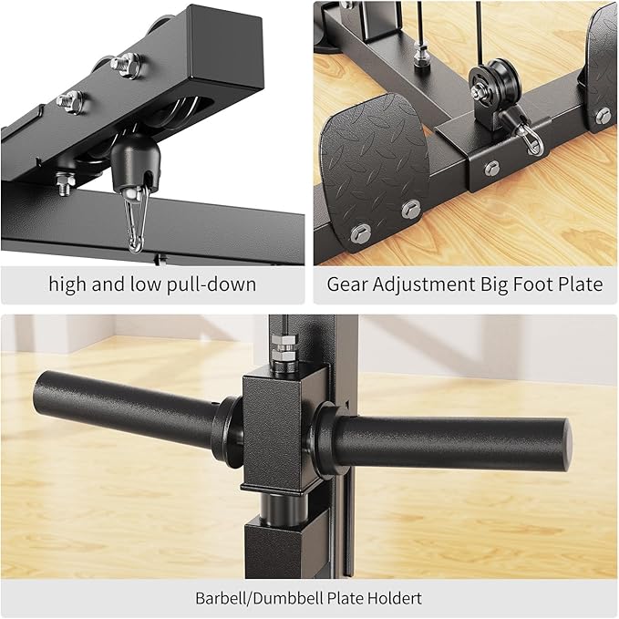 Power Rack Power Cage Multi-Function Squat Rack with Cable Crossover System Selectable More Training Attachment Power Rack for Garage & Home Gym