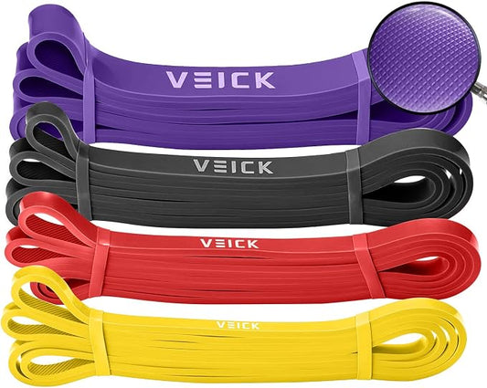 VEICK Pull Up Assist Resistance Bands for Home Gym | 100% Natural Latex, Non Slip Leather Texture, Space Saving, Versatile for Full Body Training, Home Gym