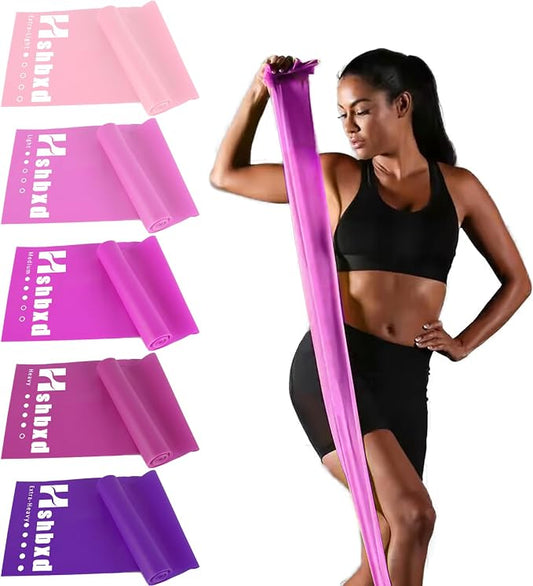 Resistance Bands Set for Physical Therapy, Rehab, Yoga and Pilates | Latex-Free elastic exercise bands suitable for rehab, yoga, Pilates, gym workouts, stretching, and home exercise