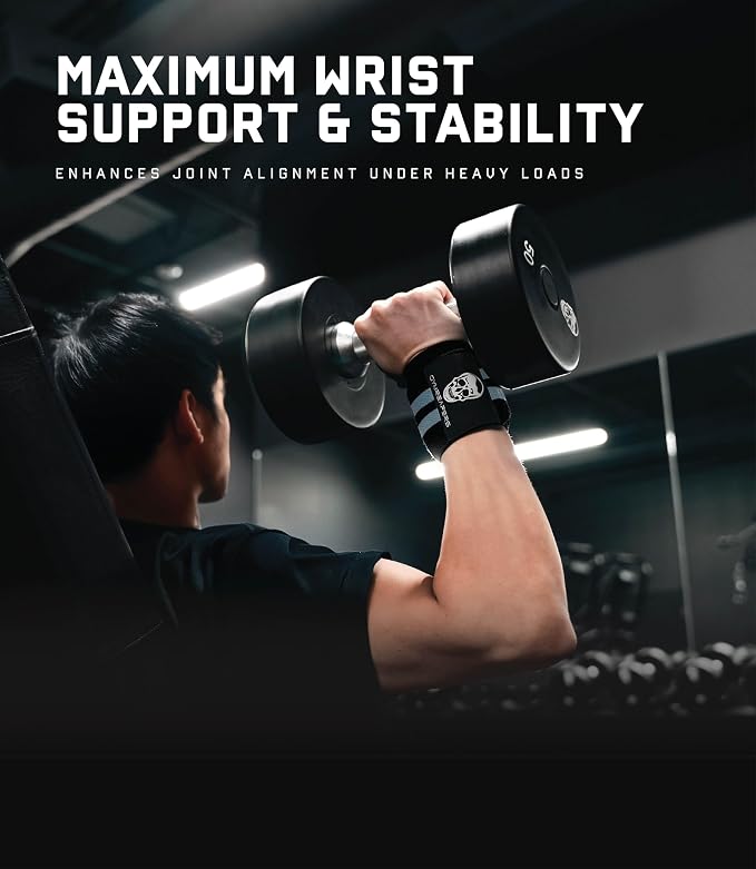 Gymreapers Weightlifting Wrist Wraps (IPF Approved) Professional Quality Wrist Support with Heavy Duty Thumb Loop - Best Wrap for Powerlifting Competition, Strength Training, Bodybuilding