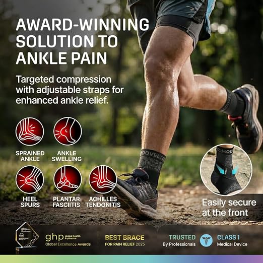Modvel Foot & Ankle Brace Socks with Adjustable Support Strap – 2 Pack Compression Sleeves for Sprained Ankle, Plantar Fasciitis Relief Tendonitis & Arthritis, Stabilizing Foot & Ankle Support for Women & Men