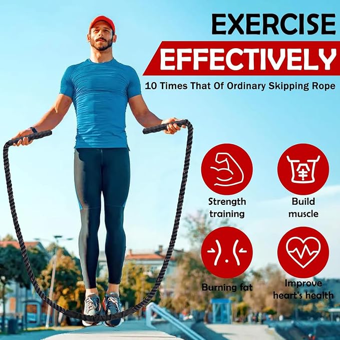 Weighted Jump Rope for Men Women, 1.5lb 2.8lb Jumping Ropes for Fitness | Adult Skipping Rope for Home Gym Exercise, Improve Strength and Building Muscle Workout Equipment