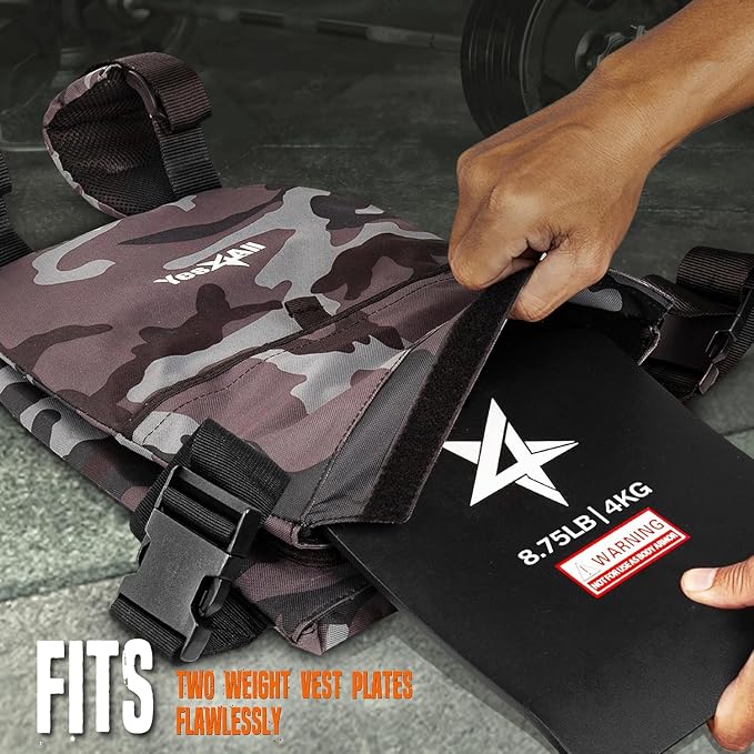 Yes4All Weighted Vest Plates with Curved Ergonomic Design for Running, Rucking & Strength Training, Comfortable Fit, 5.75/8.75/14/19.75 LB Pairs