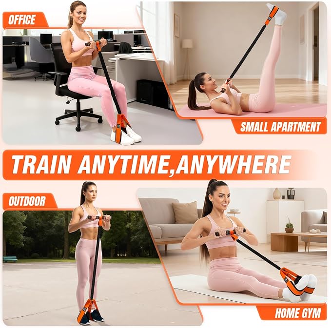 Pedal Resistance Bands with Handles, Upgrade Women Exercise Bands for Full Body Training, Core, ABS, Legs, Glutes, Arms, Pilates, Physical Therapy, Strength, Sit Up Equipment for Home Workout