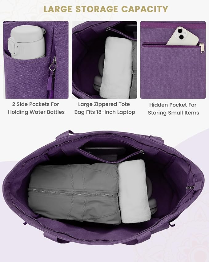 Gonex Yoga Mat Bag with Zipper Mat Carrier Canvas Gym Tote | Durable Canvas, Zipper Closures Prevent Slipping, Quick Access, Bottle Holder, Fits Yoga Blocks, Gym & Travel Use