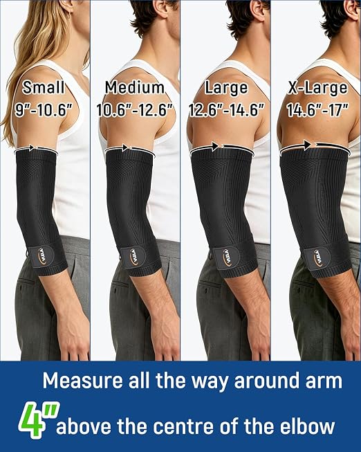Elbow Compression Sleeve, Adjustable Strap, Targeted Support, Large | Tennis Elbow Brace for Men & Women, Support for Tendonitis, Golfer's Elbow, Weightlifting, Gym Fitness & Sports Pain Relief