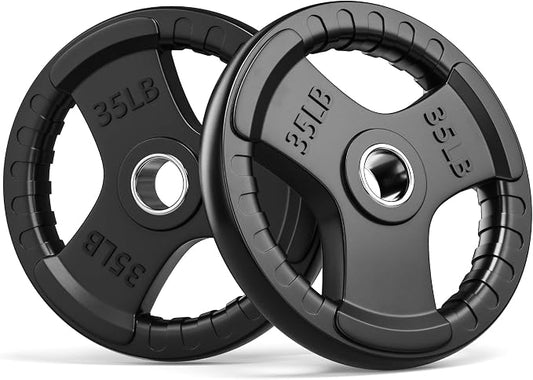 JELENS Rubber Weight Plates, 2-Inch Olympic Grip Weight Plates, Strength Training Plates for Barbell, Cast Iron Plate for Weight Lifting, Weights Plates Set (2.5/5/10/25/35/45 LB) for Home & Gym