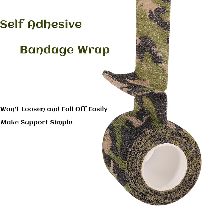 24 Rolls Elastic Self Adhesive Bandage Wrap 2 inch, Breathable Non Woven Cohesive Bandage, Vet Wrap for Dogs, Ankle Sprains Swelling Tape, Sports Athletic Tape (Jungle Camo)