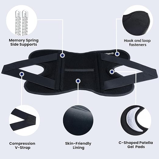 JOMVD Knee Brace for Knee Pain, Meniscus Tear, Adjustable Knee Support with Side Spring Stabilizers for Meniscus Tear, ACL, Arthritis, Knee Pain Relief, Women and Men, Medium