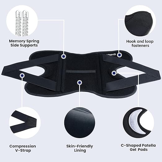 JOMVD Knee Brace for Knee Pain, Meniscus Tear, Adjustable Knee Support with Side Spring Stabilizers for Meniscus Tear, ACL, Arthritis, Knee Pain Relief, Women and Men, Large