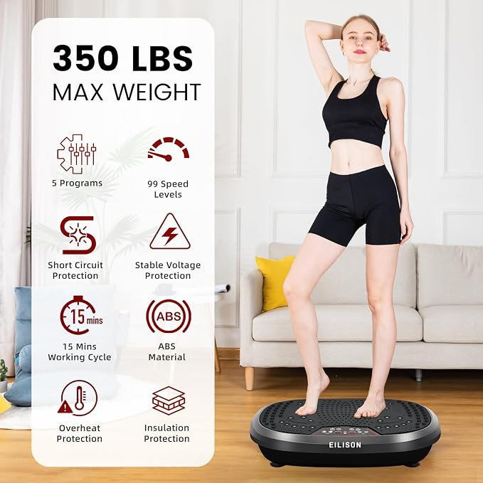 FitMaxx 3D XL Vibration Plate Exercise Machine - Whole Body Workout Vibration Platform w/Loop Bands - Lymphatic Drainage Machine for Weight Loss, Shaping, Recovery