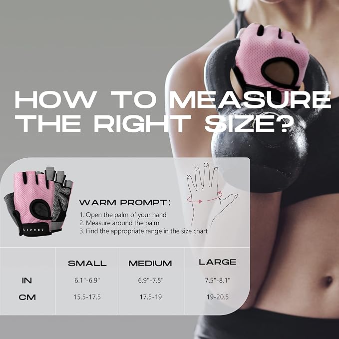 LIFECT Essential Breathable Workout Gloves, Weight Lifting Fingerless Gym Exercise Gloves with Curved Open Back, for Powerlifting, Women and Men