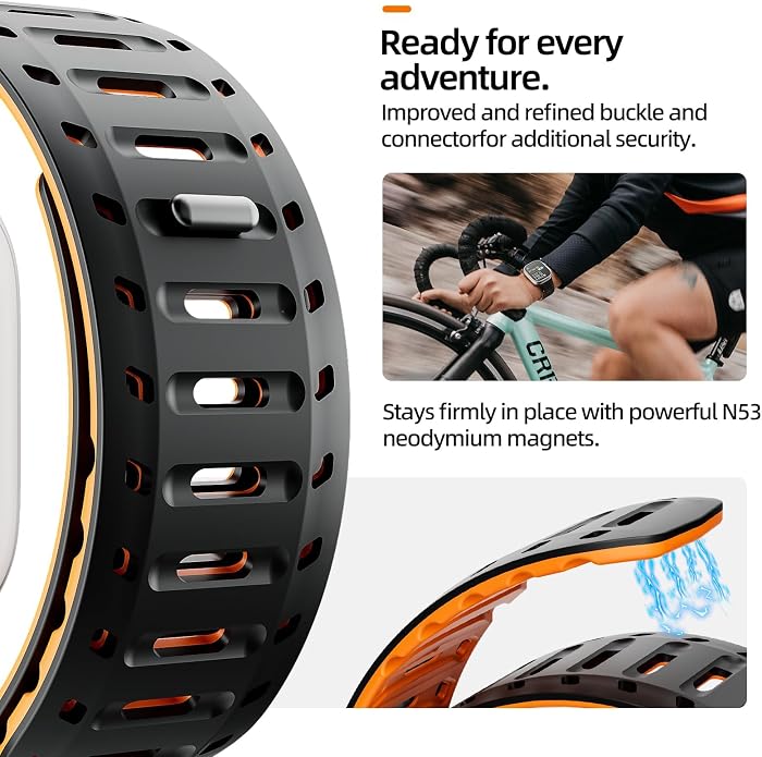 X-it Magnetic Watch Band for Apple Watch Ultra 49mm, 46mm/45mm/44mm, Silicone Sport Strap with Strong Magnet for Men and Women, Compatible with Apple Watch Series 11/10/9/8/7/6/5/4/3/2/1 and SE