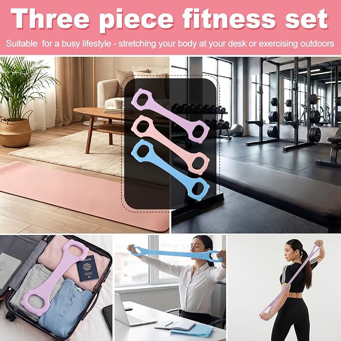 Figure 8 Resistance Bands with Handles, 8-Shaped Exercise Band for Women Arm Back & Shoulder Workout, Exercise Equipment for Yoga, Pilates,Physical Thera py Stretching